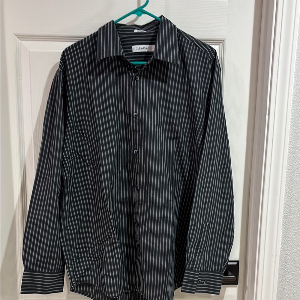 Calvin Klein Black and White Casual Button Down Shirt
